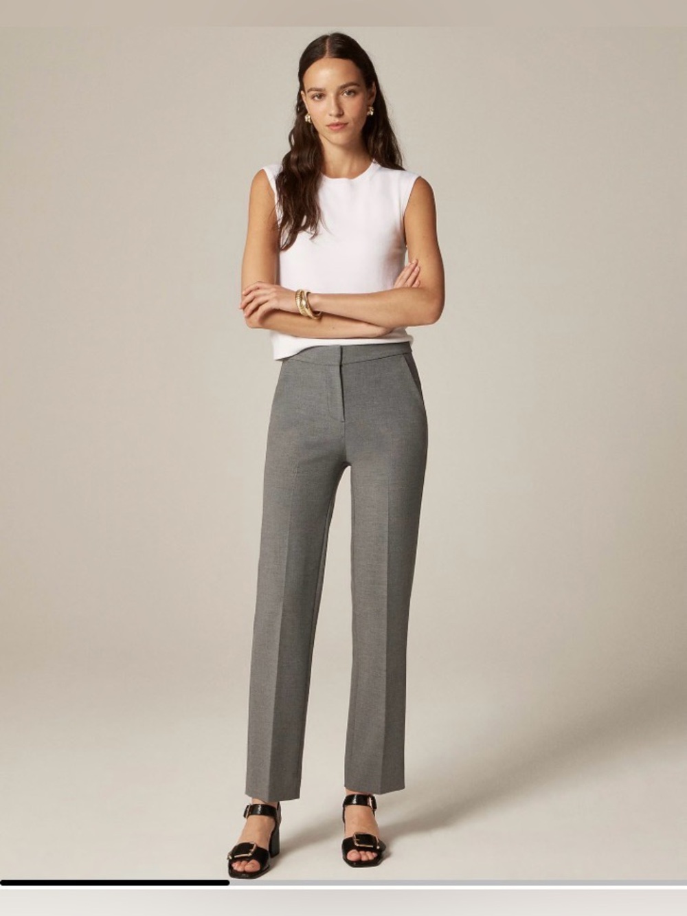 NWT J. Crew Kate Straight-leg Pant Four-season Stretch 4P Light Gray Business